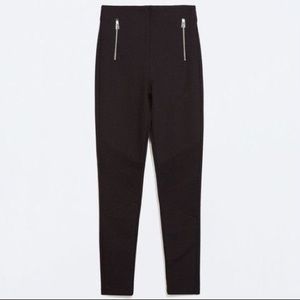 Zara Basic Black Cigarette Trousers w/ Zip Pockets
